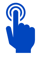Icon of a hand with finger pointing to demonstrate tapping gesture.