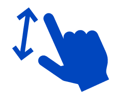 Hand icon with finger and thumb pointing beside an arrow to demonstrate pinching gesture