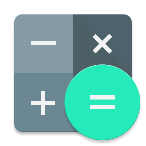 Calculatrice grise avec bouton vert = pour afficher l'application Calculatrice sur une tablette Android 
