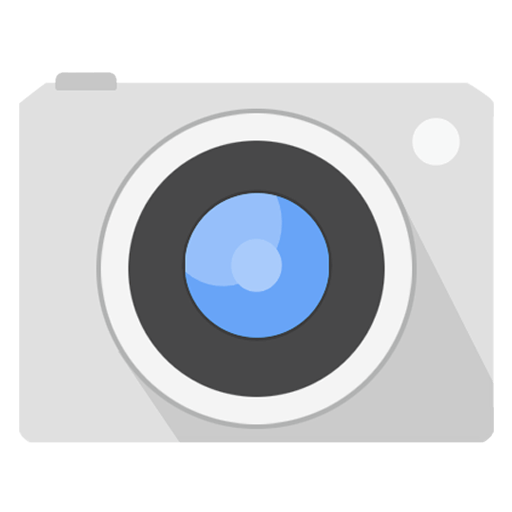 Appareil photo gris avec objectif bleu pour montrer l'application appareil photo sur une tablette Android 
