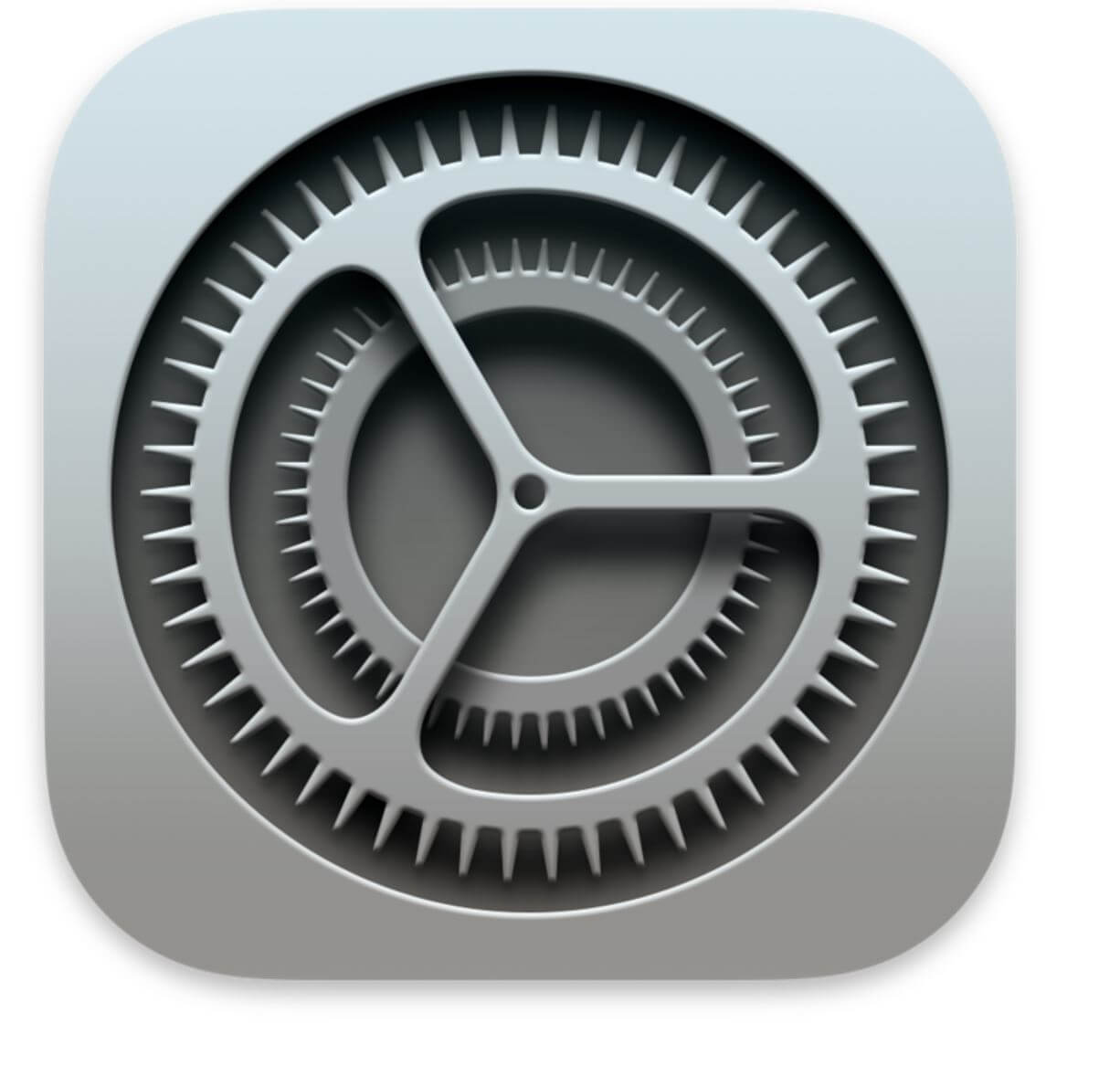 L'icône de l'application Réglages sur un iPhone est un carré gris avec un engrenage mécanique au centre.