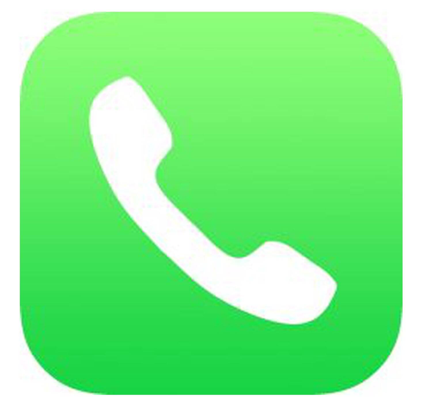 Carré vert avec icône de téléphone blanc au centre 