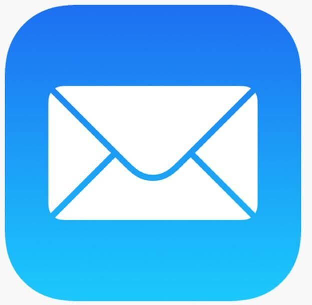 Le carré bleu avec une icône d'enveloppe blanche au centre montre à quoi ressemble l'icône de l'application Mail sur iPad
