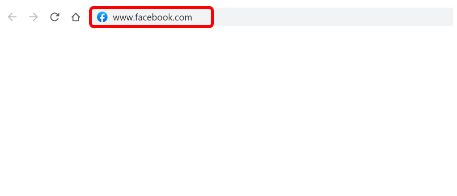 Web browser with www.facebook.com typed in to show how to get to Facebook website