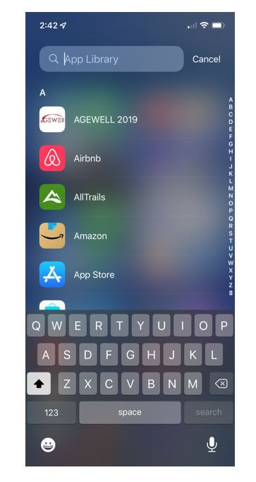 App Library list screen