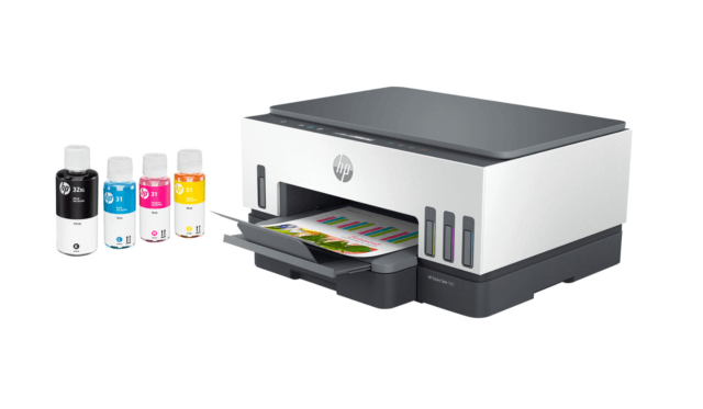 White and grey HP super tank printer