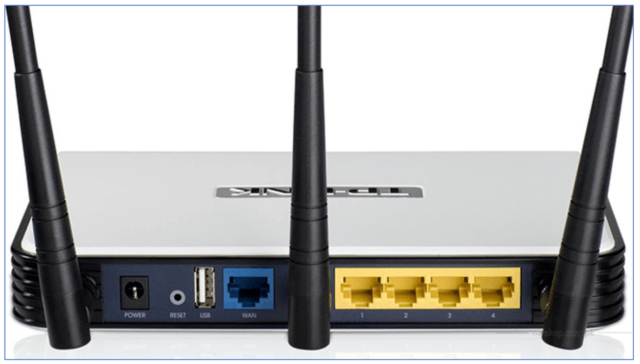 Black and grey wireless router