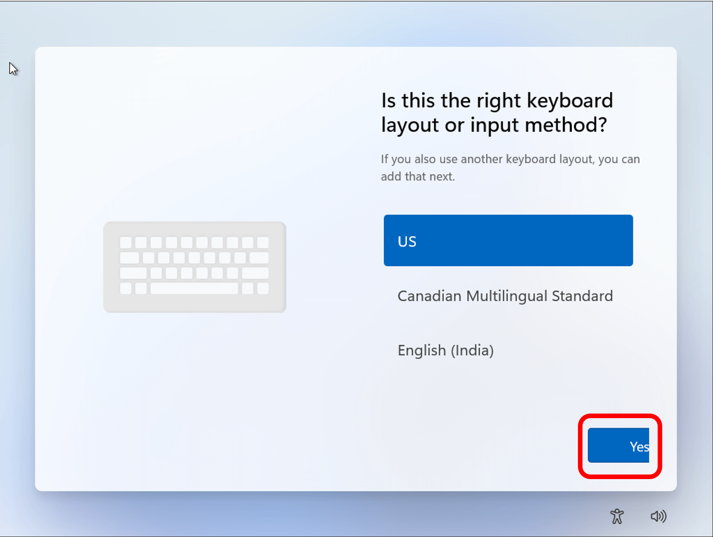 Keyboard layout screen to show how to choose the arrangement of keys on your computer.