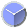Blue circle with white lines to show clock app on an Android tablet