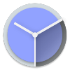 Blue circle with white lines to show clock app on an Android tablet
