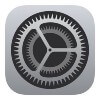 Settings app icon on an iPhone that is a grey square with mechanical gear in the centre