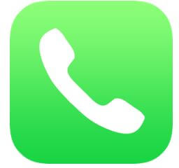 Green square with white telephone icon in the center