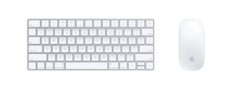 Apple Magic Keyboard and white Magic mouse