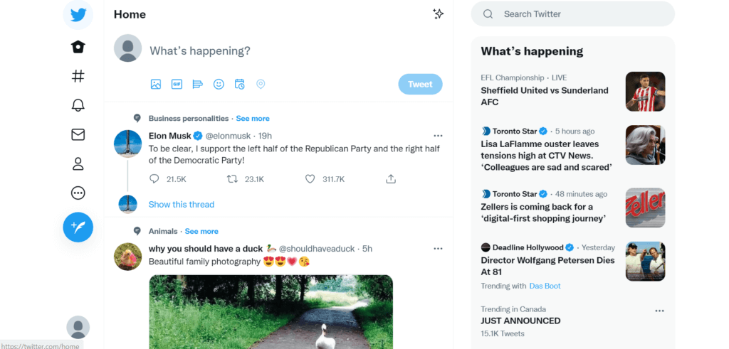 Twitter feed to show what the platform looks like