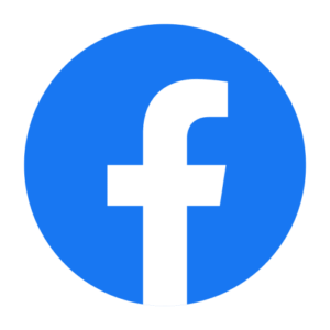Facebook logo, medium blue circle with the letter f