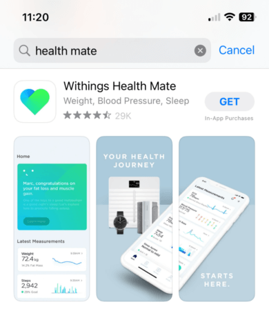 Withings Health Mate app in App Store