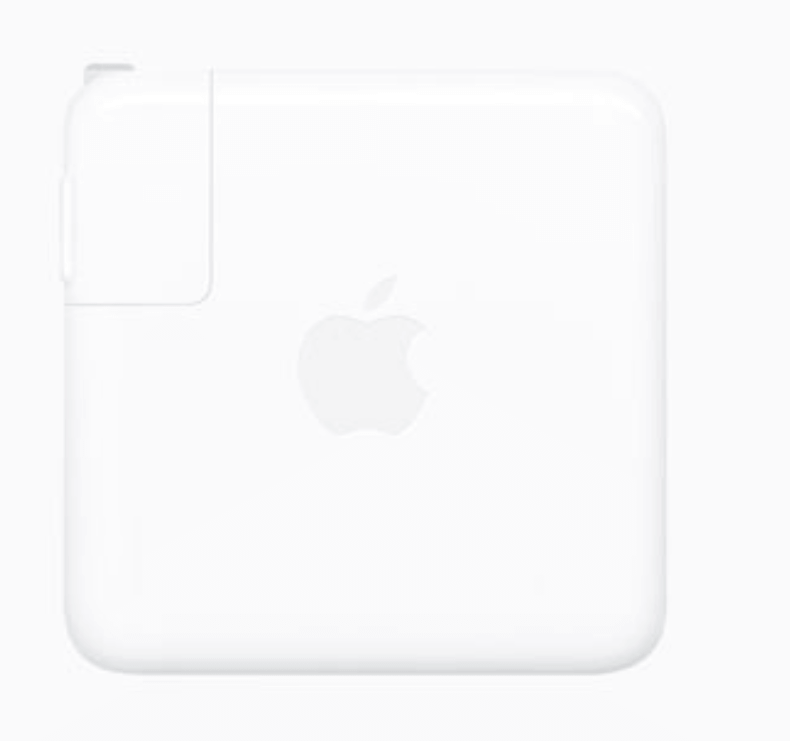 White MacBook power adapter.